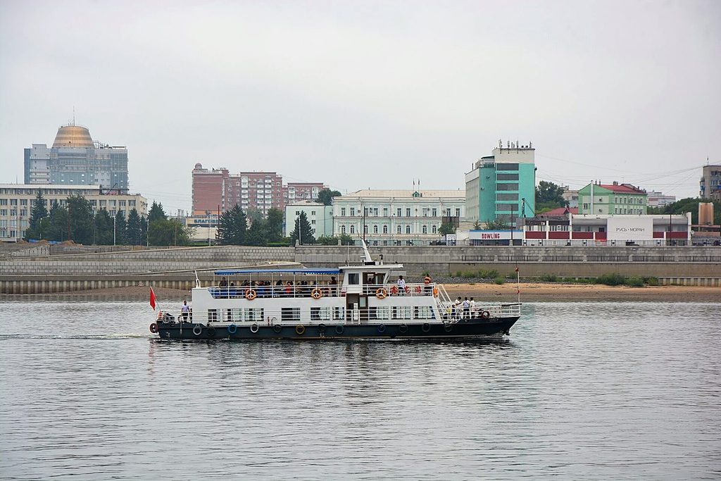 Переправа через Амур, вид на Хэйхэ